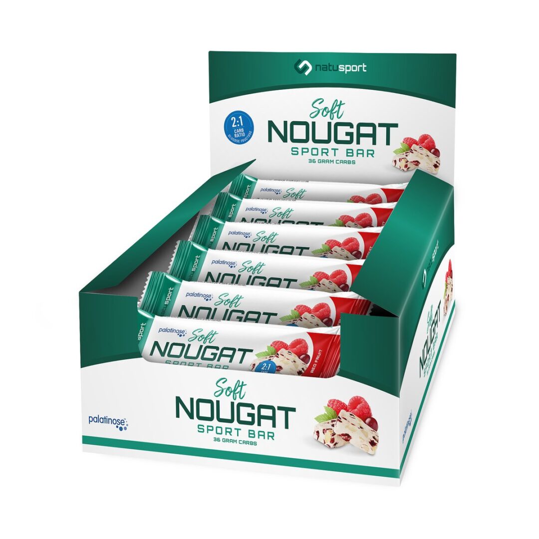 Natusport Soft Nougat Sport Bar 40 gr - display - Red Fruit - Duursport